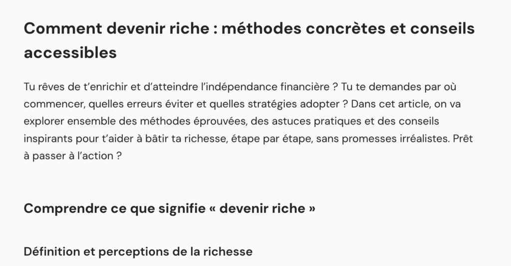 Comment devenir riche - Article rédigé par ia
